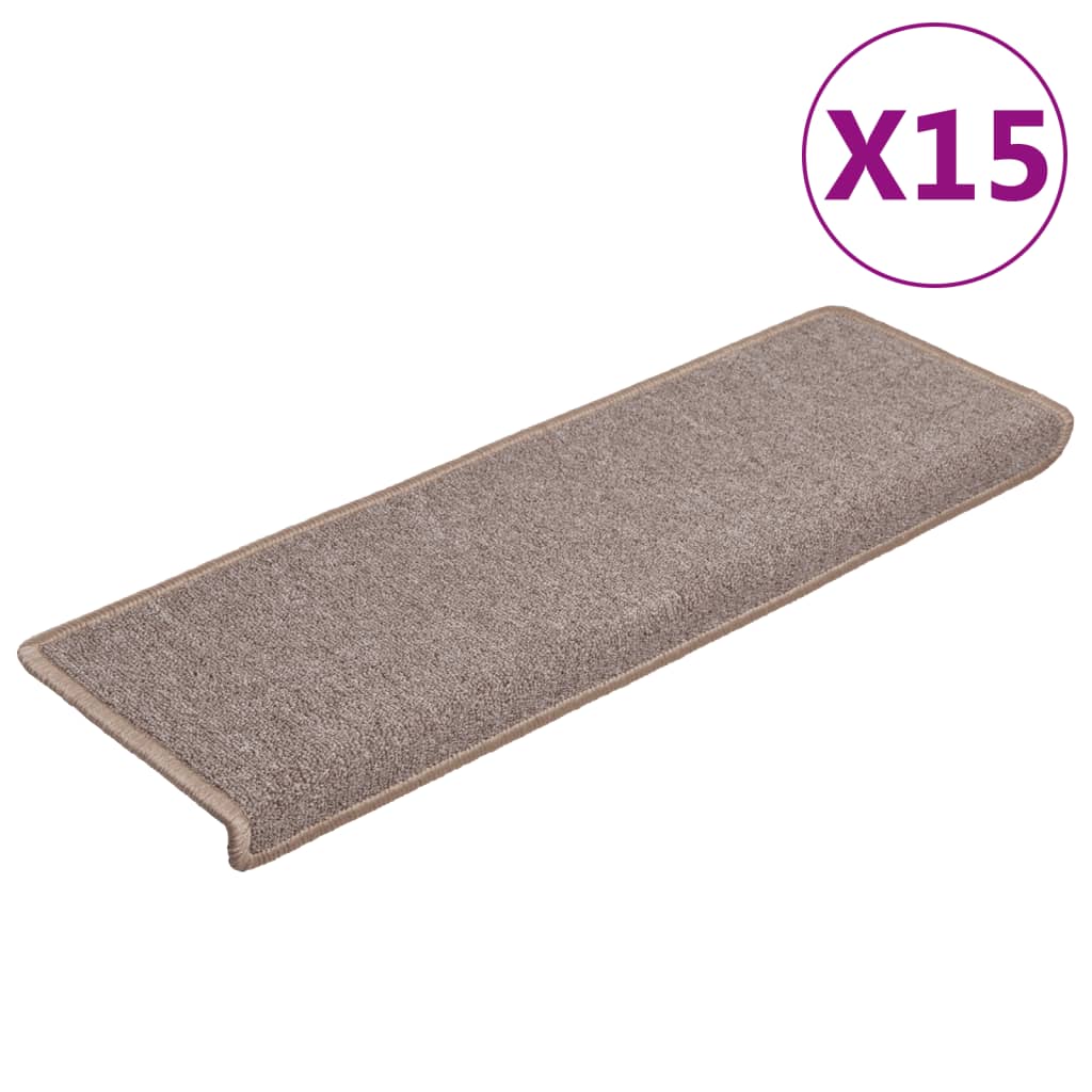 Vidaxl Stair Mats 15 St 65x21x4 cm lysebrun