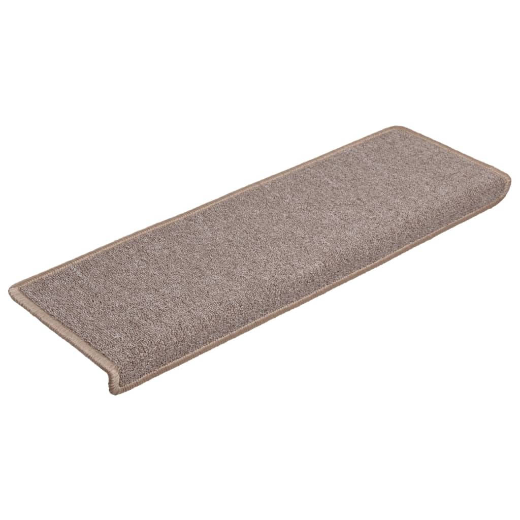 Vidaxl -Treppenmatten 15 ST 65x21x4 cm hellbraun mit rechteckiger Rand