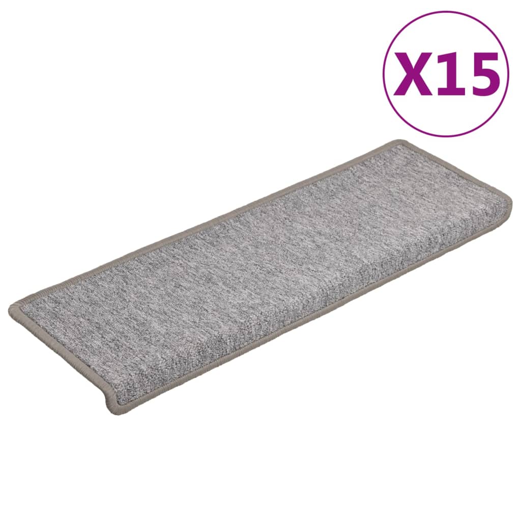 Mattes d'escalier Vidaxl 15 st 65x21x4 cm gris clair