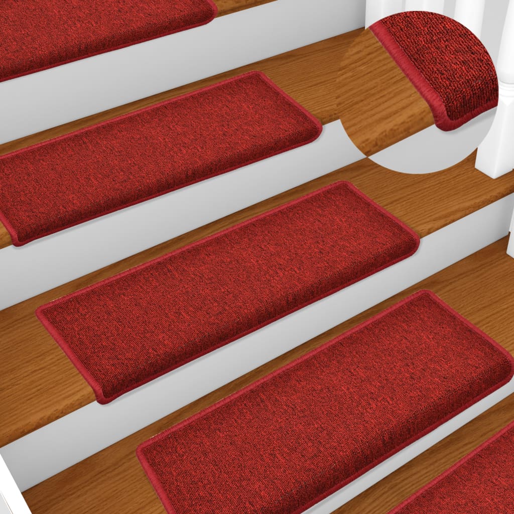 Vidaxl -Treppenmatten 15 ST 65x21x4 cm Bordeaux rechteckige Kante