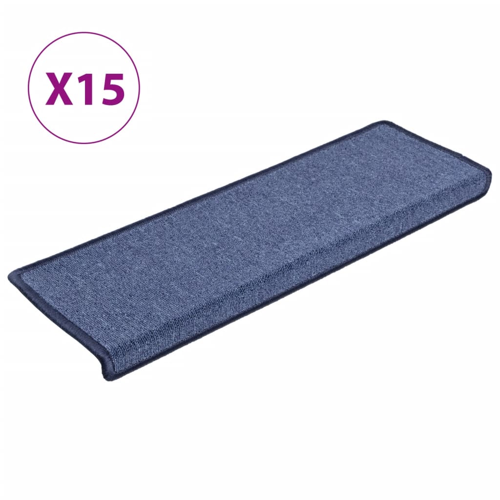 Vidaxl Stair Mats 15 St 65x25 CM Blue