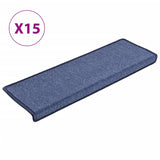 Vidaxl Stair Mats 15 St 65x25 CM Blue