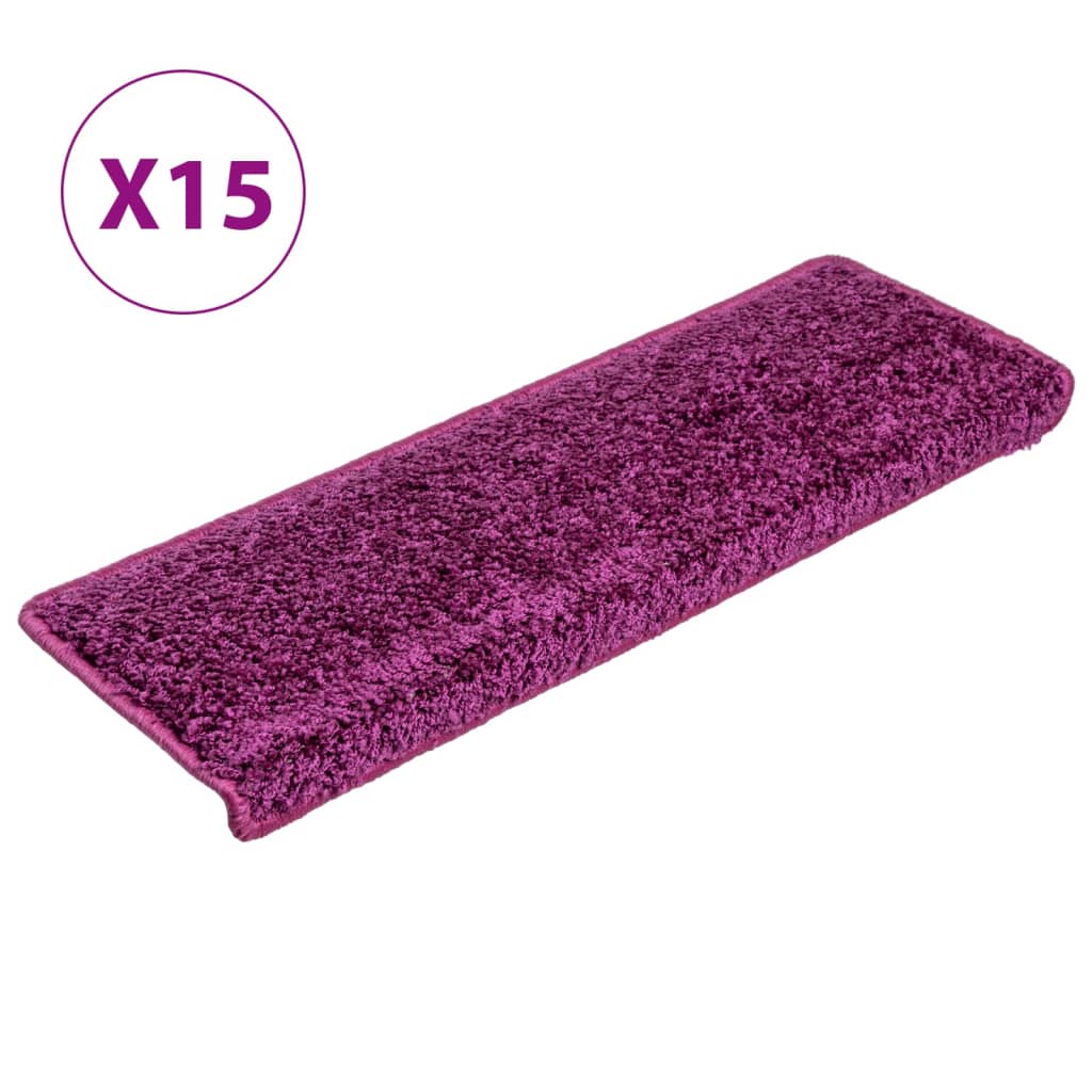 Vidaxl stair mats 15 st 65x21x4 cm purple