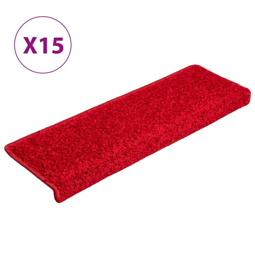 Vidaxl Stair Tappet 15 St 65x21x4 cm rosso