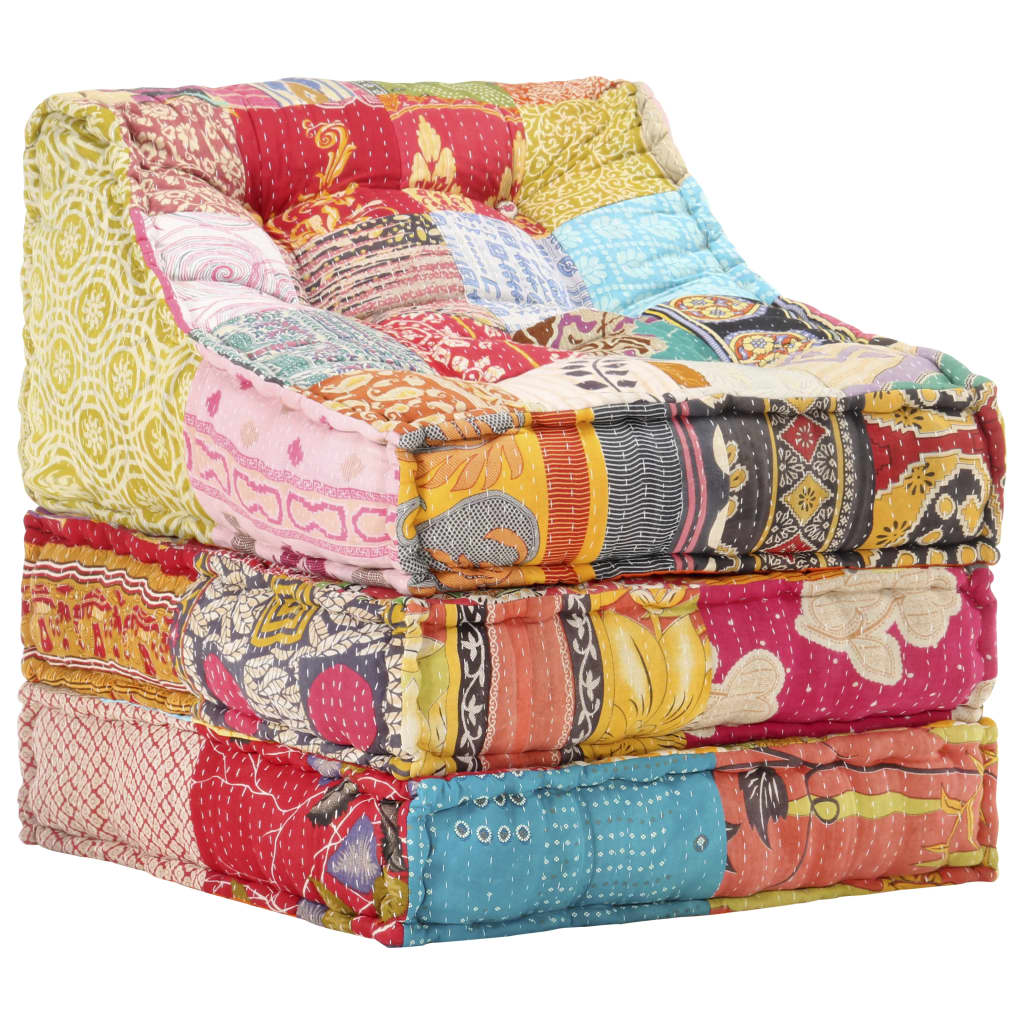 Vidaxl pouf modularna tkanina patchwork