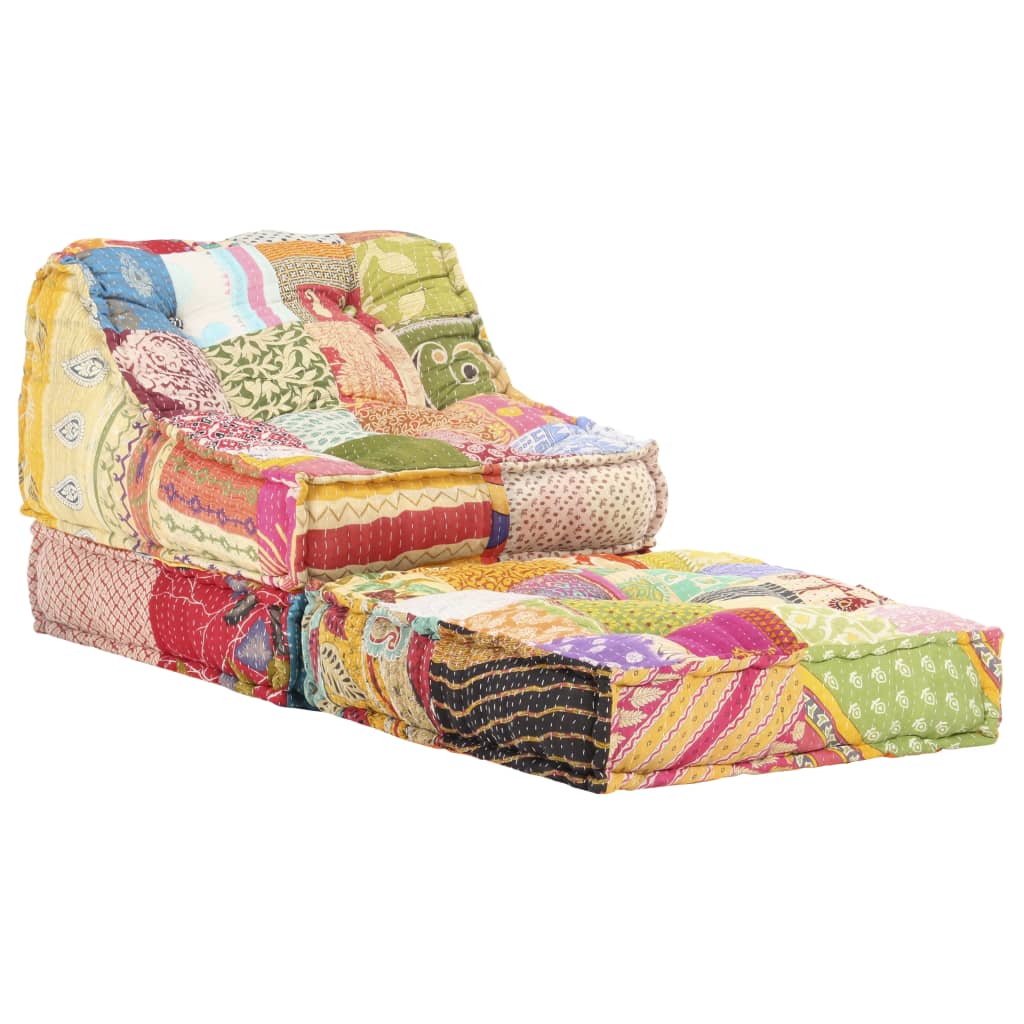 Vidaxl Pouf Patchwork en tissu modulaire