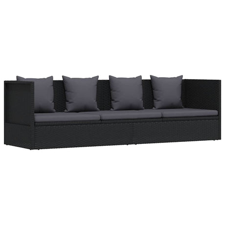 Vidaxl tuinbed met kussens poly rattan zwart