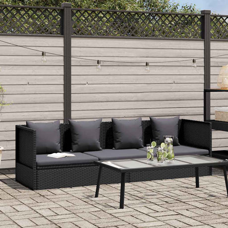 Vidaxl tuinbed met kussens poly rattan zwart