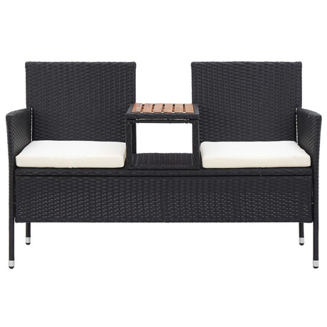Vidaxl tuinbank 2-zits met tafeltje 143 cm poly rattan zwart