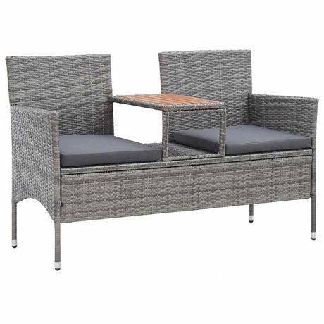 Vidaxl tuinbank 2-zits met tafeltje 143 cm poly rattan grijs