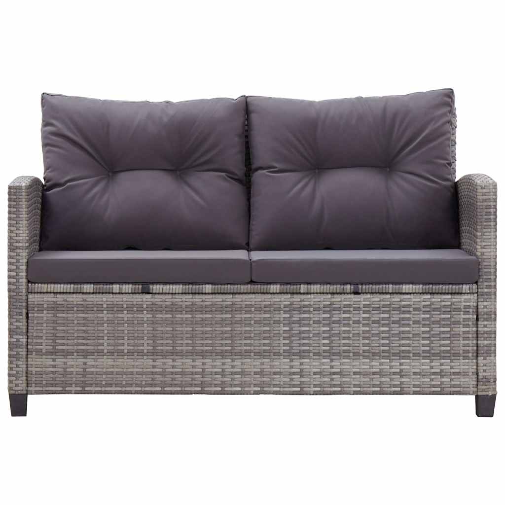 Vidaxl tuinbank 2-zits met kussens 124 cm poly rattan grijs