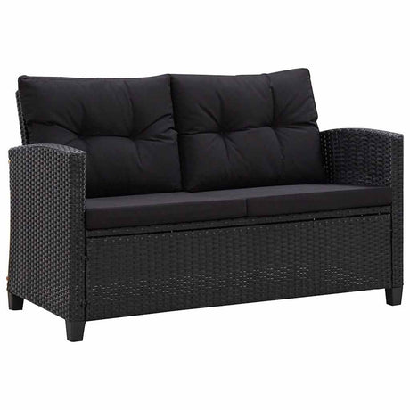 Vidaxl tuinbank 2-zits met kussens 124 cm poly rattan zwart