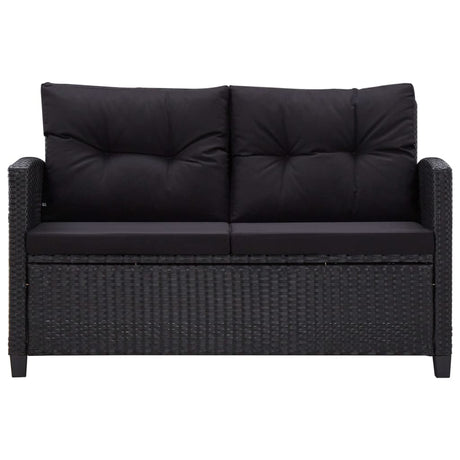 Vidaxl tuinbank 2-zits met kussens 124 cm poly rattan zwart