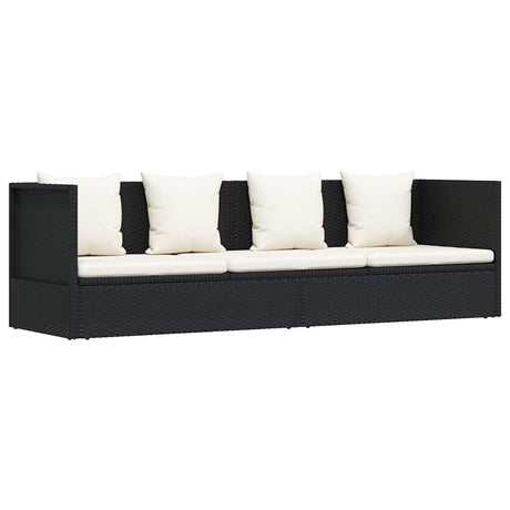 Vidaxl tuinbed met kussens poly rattan zwart