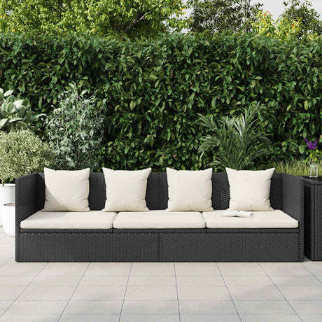 Vidaxl tuinbed met kussens poly rattan zwart