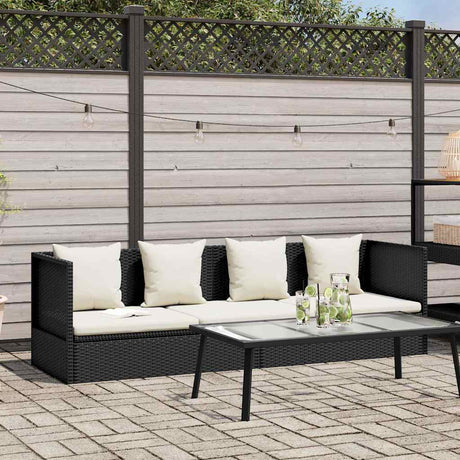 Vidaxl tuinbed met kussens poly rattan zwart