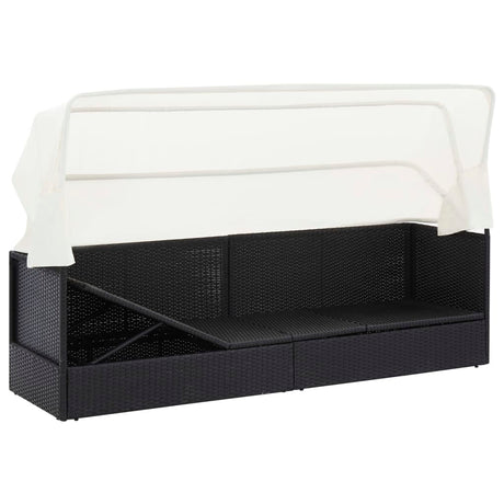 Vidaxl tuinbank met luifel poly rattan zwart