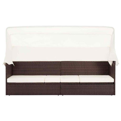 Vidaxl tuinbank met luifel poly rattan bruin