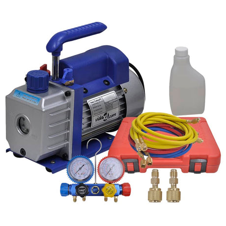 VIDAXL Vakuumpumpe 1 Stufe mit 4-facher Manometern Set