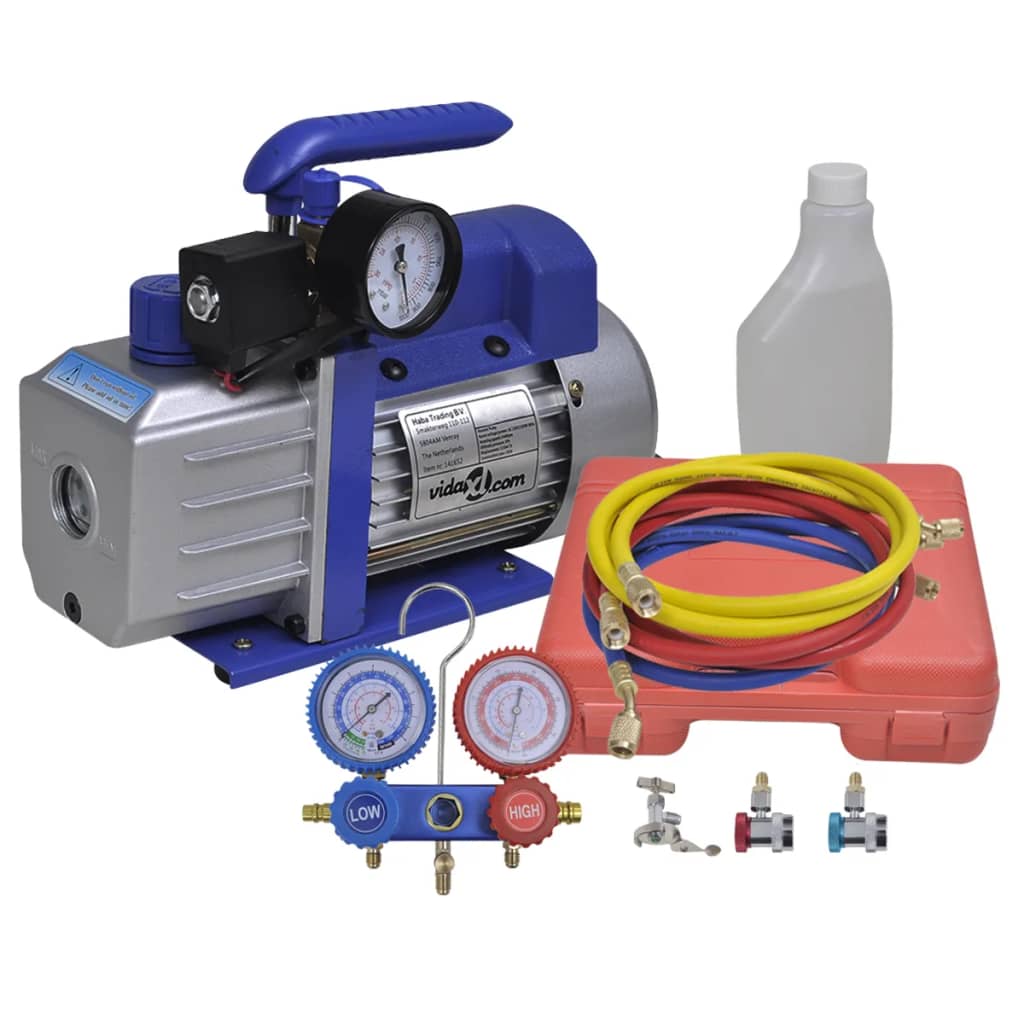VIDAXL Vakuumpumpe 1 Stufe mit 2-facher Manometern Set