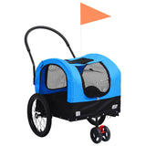 Vidaxl Bicycle Trailer y Dog Car 2-in-1 Blue and Black