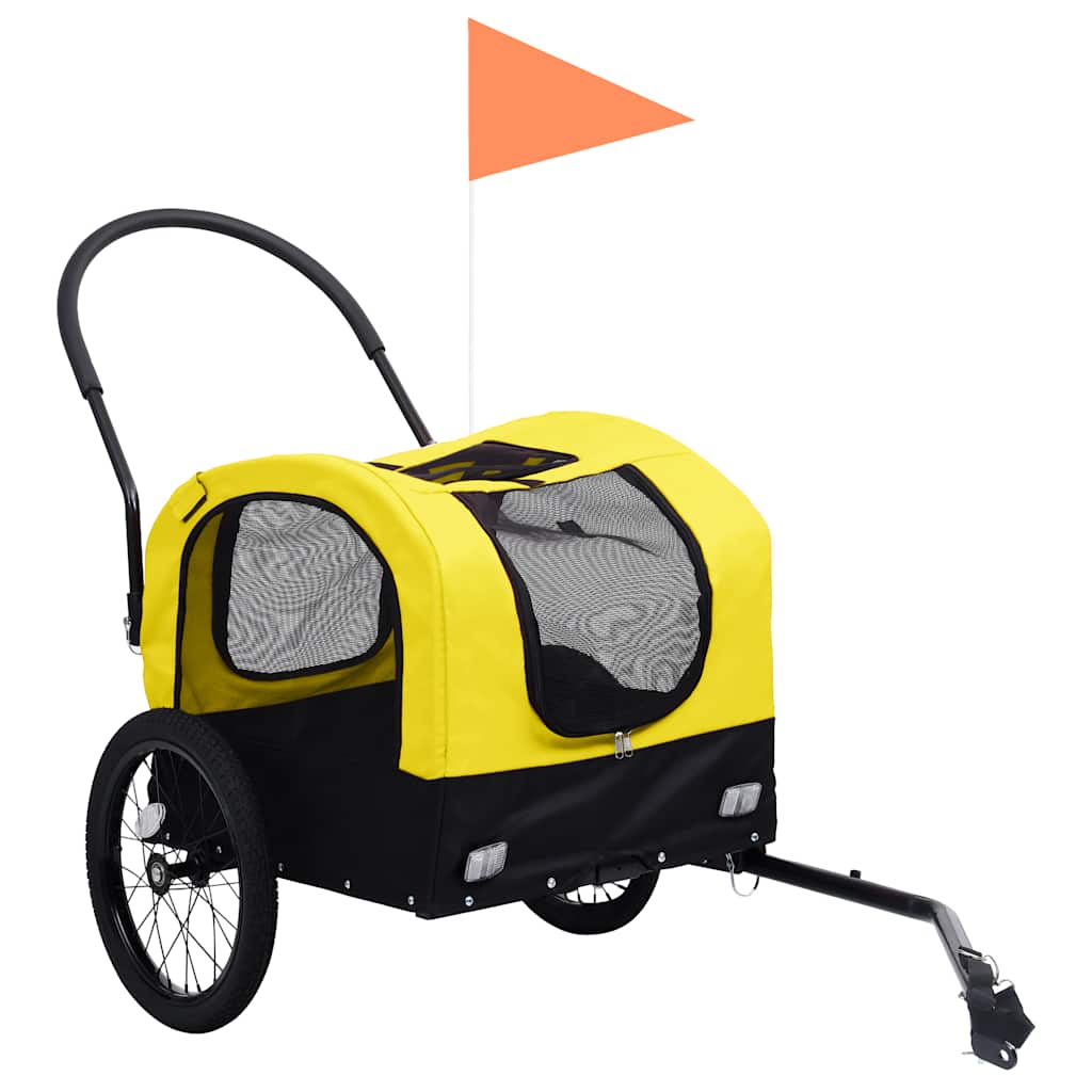 Vidaxl Bicycle Trailer e Dog Auto 2 in 1 giallo e nero