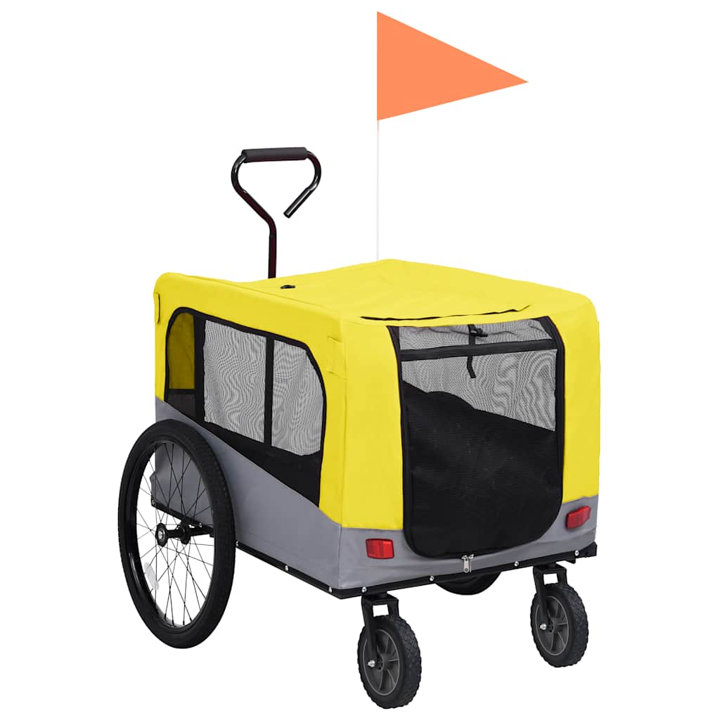 Vidaxl Bicycle Trailer e Dog Auto 2 in 1 giallo e grigio