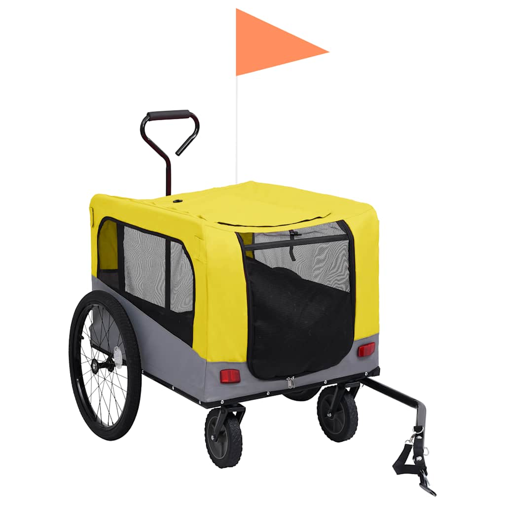 Vidaxl Bicycle Trailer et voiture de chien 2 en 1 jaune et gris