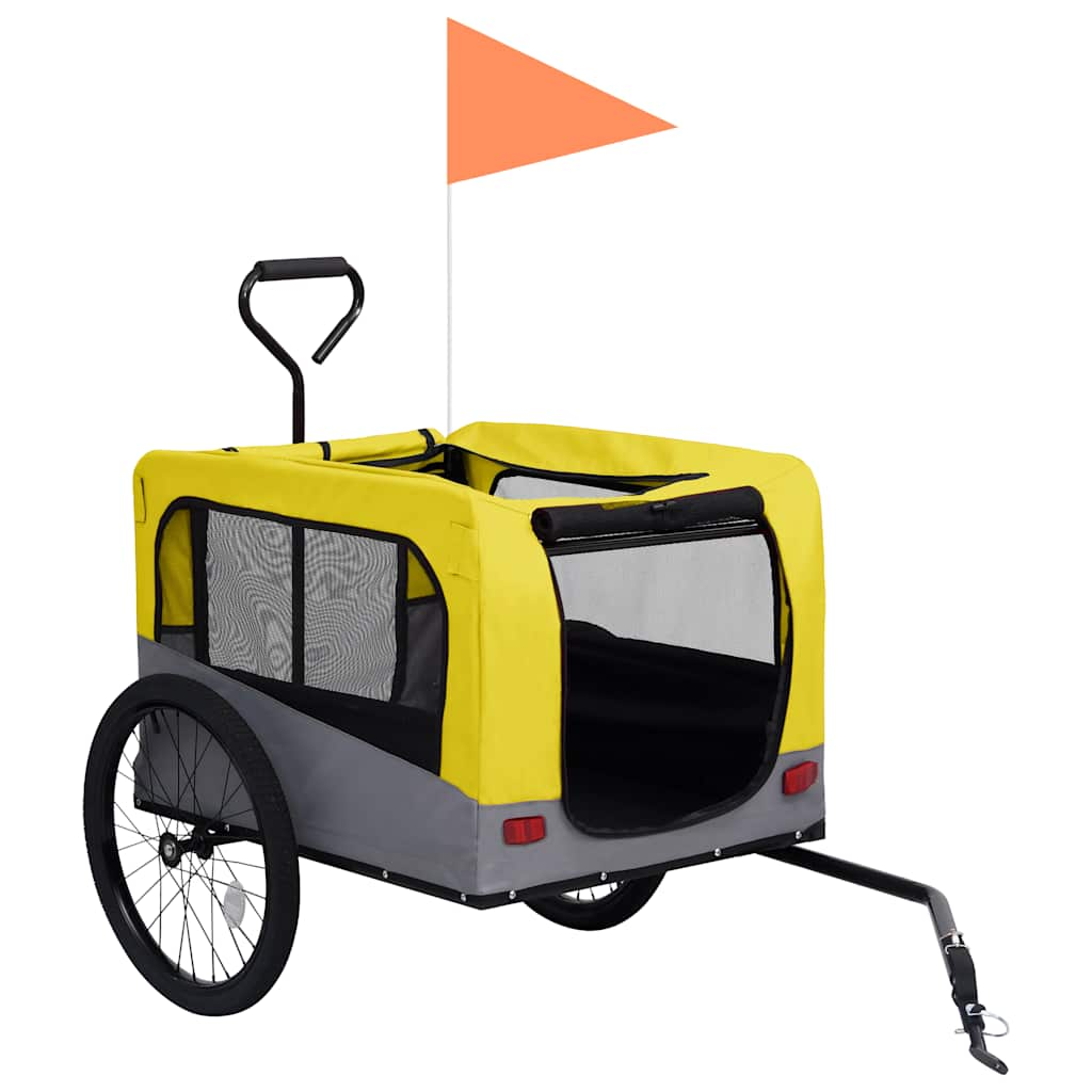 Vidaxl bicycle trailer and dog car 2-in-1 yellow and gray