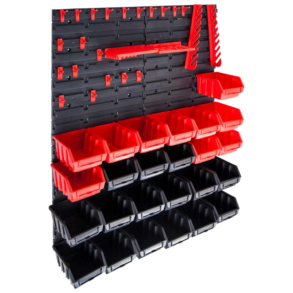 Ensemble de rangement Vidaxl 29 pièces avec panneaux muraux rouges et noirs