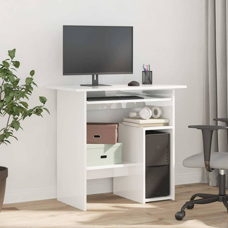 Vidaxl bureau 80x45x74 cm bewerkt hout hoogglans wit