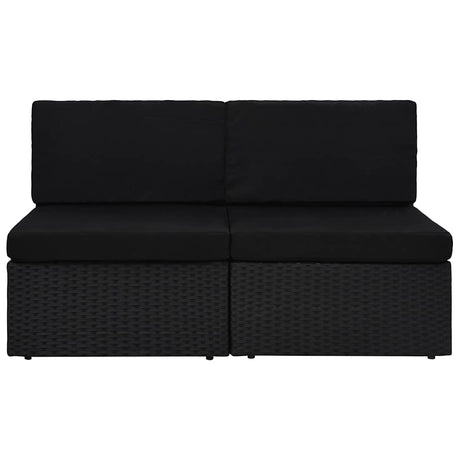 Vidaxl tweezitsbank sectioneel poly rattan zwart