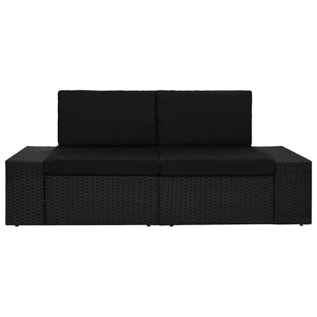 Vidaxl tweezitsbank sectioneel poly rattan zwart
