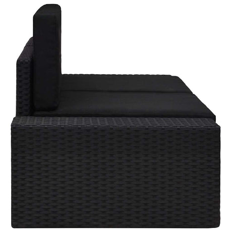 Vidaxl tweezitsbank sectioneel poly rattan zwart