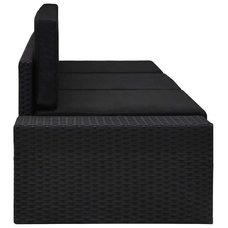 Vidaxl driezitsbank sectioneel poly rattan zwart