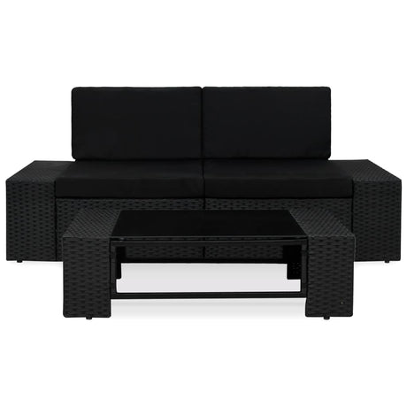 Vidaxl 3-delige loungeset poly rattan zwart