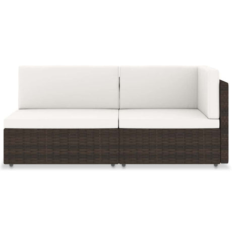 Vidaxl tweezitsbank sectioneel poly rattan bruin