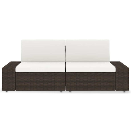 Vidaxl tweezitsbank sectioneel poly rattan bruin