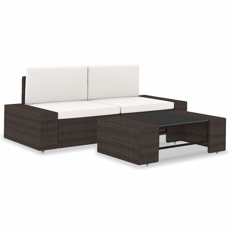 Vidaxl 3-delige loungeset poly rattan bruin