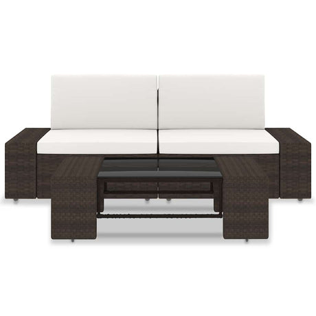 Vidaxl 3-delige loungeset poly rattan bruin