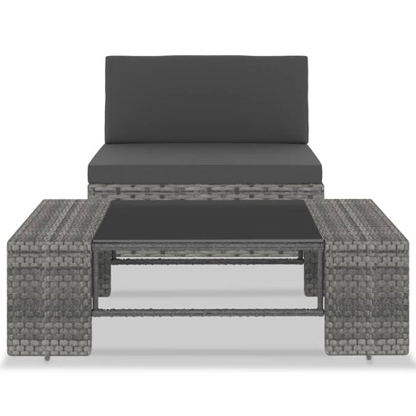 Vidaxl 2-delige loungeset poly rattan grijs