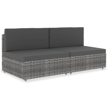 Vidaxl tweezitsbank sectioneel poly rattan grijs