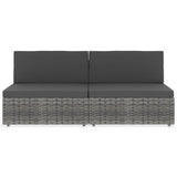 Vidaxl tweezitsbank sectioneel poly rattan grijs