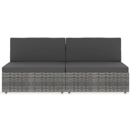 Vidaxl tweezitsbank sectioneel poly rattan grijs