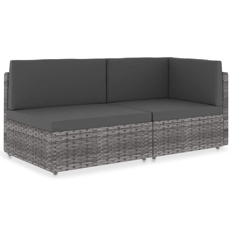 Vidaxl tweezitsbank sectioneel poly rattan grijs