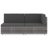 Vidaxl tweezitsbank sectioneel poly rattan grijs