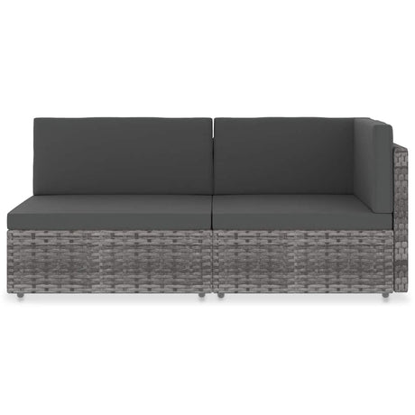 Vidaxl tweezitsbank sectioneel poly rattan grijs