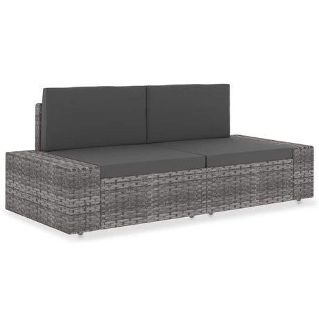 Vidaxl tweezitsbank sectioneel poly rattan grijs
