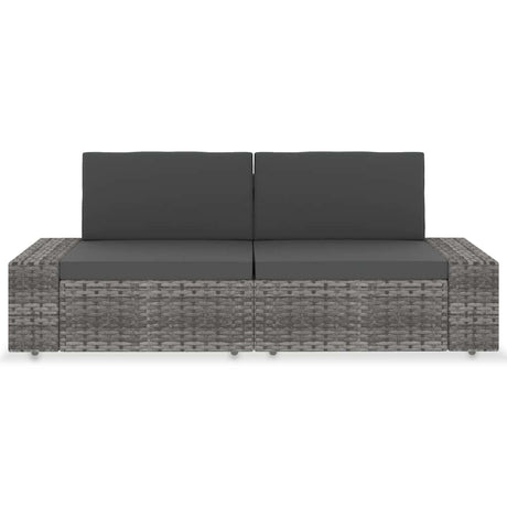 Vidaxl tweezitsbank sectioneel poly rattan grijs