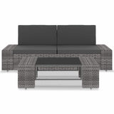 Vidaxl 3-delige loungeset poly rattan grijs